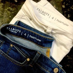 Women’s Pedal Pusher TALBOTS size 4. One denim one white. 27” length